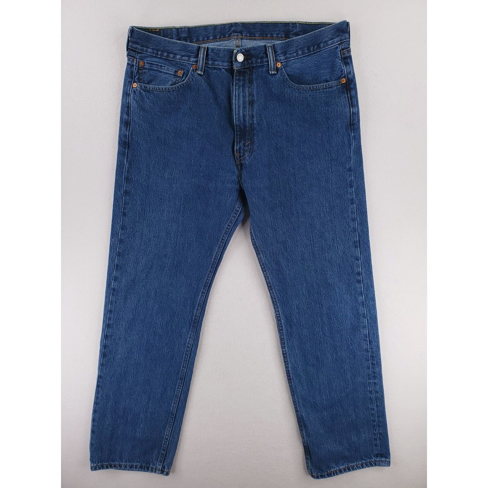 Levis 505 Jeans Mens 38x32 Blue Regular Straight Heavy Denim Work Pant Red Tab‎